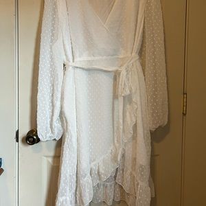 SHIEN X SRV Plus Swiss Dot Belted Wrap Dress (4XL)